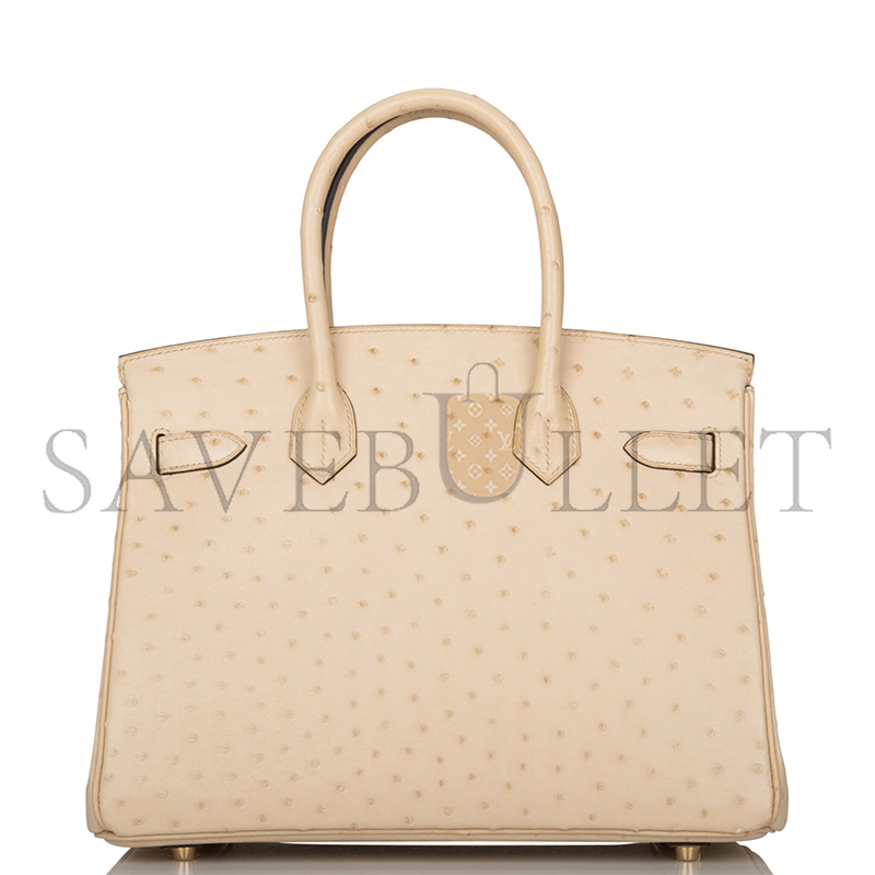 HERMÈS MASTER BIRKIN 30 OSTRICH GOLD HARDWARE (30*23*15cm)
